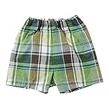 (チャックル) chuckle *ママトンネ*チェック柄ハーフパンツ4層吊り式トレーニングパンツ【日本製】 グリーン 95cm Y6503-95-70