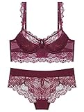 Aivtalk 大きいサイズ ブラジャー ショーツセット d95 セクシー レース 透け感 ブラセット 盛り