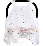Baby Car Seat Covers To Protect From Sun Burn, Bugs, & Dust. Soft & Breathable Muslin Cotton Baby Ca