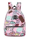 Cute Print Backpack Mini Canvas School Bag for Kids( Pink) [並行輸入品]