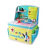 Fat Catおもちゃストレージビン – ペット病院W / Hiddenコンパートメントのおもちゃ – イエロー&ブルー