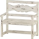 ミニベンチ ロータイプ 木製 ( 天然木 ) 高さ38cm AKB-247WH ホワイト ( 白 ) 【 完成品 】