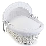 Izziwotnot Waffle Wicker Moses Basket (Classic White) by Izziwotnot