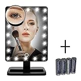 [新しいバージョン]メイクアップミラー、FLYMEIタッチ画面20 LED Lighted Vanityミラーwith Removable 10 x拡大鏡、ミラーInclude AA電池( 4パック)