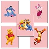 5個パックWinnie the Pooh保育園インテリアPrints10インチ× 8インチ) 8  x 10  Inch ピンク