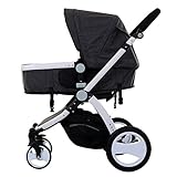 Nice Days（ナイス　ディズ）　 新生児から　両対面　ベビーカー 軽量　折りたたみ式　ソフト 安全 紫外線防止　蚊よけ 蚊帳付き (黒)