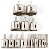 ガラス・磁器・陶器・石材対応 ダイヤモンドホールソー 6-50mm 穴あけ ドリルビット DIYツール 計16本入