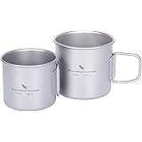 Boundless Voyage チタンマグカップ ペア 120ml&180ml 折りたたみハンドル 軽量 コンパクトシングルマグ 直火 マグカップキャンプ スタッキング 収納袋付き Ti3053D