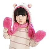 フードマフラー 可愛い キッズマフラー 襟巻き ボアマフラー 羊 アニマル ふわふわ帽子 もこもこ ポケット手袋付き 手袋一体型マフラー 女の子 ガールズ 人気 あたたかい 防寒グッズ 秋冬 おしゃれ