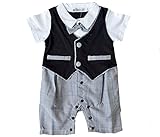 Honey baby ベビー服 男の子 スーツ 子供服 ロンパーススーツ ベビー服 ロンパース 新生児 紳士風 蝶ネクタ出産祝い 結婚式 お宮参り 七五三 記念日 (70cm, ブラック)
