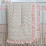 Carousel Designs Pale Pink and Gold Chevron Crib Comforter by Carousel Designs