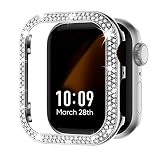 Missair コンパチブル アップルウォッチ カバー キラキラ ステンレス 41mm Apple Watch ケース 金属 ダブルダイヤモンド アップルウォッチ 飾りフレーム Series 6 5 4 SEに対応 オシャレ レディース シルバー 41mm（液晶フィルムなし）