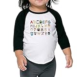 プライベートカスタム 子供 かわいい マペット アルファベット Ｔシャツ 100%棉 Black Size 4 Toddler