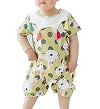 YY-Natuhi ベビー服 女の子 男の子 ロンパース カバーオール 半袖 新生児 前開き コットン 赤ちゃん ボディースーツ 肌着 ベビースーツ 出産祝い 子供服 七五三 かわいい ウサギ 水玉柄