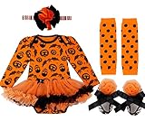(フィーショー)FEESHOW　ハロウィン 魔女風　チュチュロンパース風スカート　4点セット　目立度MAX　パンプキン ベビー衣装　仮装 コスチューム イベント　テーマパーク　パーティー　写真撮影 0