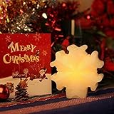 Christmas LED Candle with Timer, White Snowflake for Home Party or Holiday