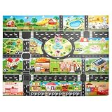 ideamall プレイマット 道路 マット ミニカー 大型 交通 車 マップ シート 130×100cm