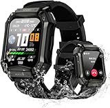 スマートウォッチ 【2024年革新モデル 軍用規格 耐衝撃】Android/iPhone対応 スポーツウォッチ Bluetooth5.2通話