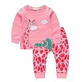 Cutelove　Tシャツ+ロングパンツ2点セット　パジャマ　部屋着　キリン柄　長袖　綿　女の子　ベビー　赤ちゃん　幼児　ベビー服　秋　冬　可愛い　ファッション　素敵　カジュアル　普段着　韓国