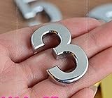 1ピースクロームシヴァーハウスドア車アドレス番号桁数字板プラークサインサイズ部屋ゲートバッジステッカー手紙レタリング-Number 3