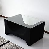 (DORIS) ガラステーブル ローテーブル 【ミニョン ブラック】 コーヒーテーブル ファブリック製 強化ガラス8mm (KIC)