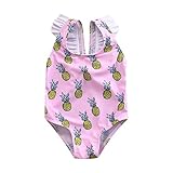 ベビー　キッズ　女児　パイナップル　水着　女の子 フリル　タンキニ　 スイミング ウェア　ピンク　0-4歳 (ピンク, 80（6-12M）)
