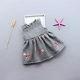 ベビー服 女の子ワンピース 子供服 Pojour 可愛いキャンセル 花のスカート 袖なしドレス オシャレ 秋 綿 通園 発表会 旅行 記念日 プレゼント グレー