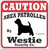 CAUTION AREA PATROLLED By Westie Security Co. サインボード：ウェスティー 注意 警戒中 セキュリティ 看板 Made in U.S.A [並行輸入品]