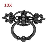 ILS - 10 pieces Black Antique Cabinet Door Drawer Cupboard Ring Pull Handle Retro Knob
