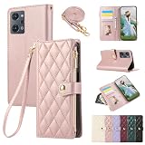 For OPPO Reno 9A/7A ケース 手帳型 適用 OPPO Reno9 A ケース ショルダー 対応 OPPO Reno7A ケース 手帳型 A201OP/OPG04/CPH2353 カバー ひし形柄 おっぽ スマホ Reno9 A ケース 人気 女性 肩掛け カード収納 ジップ付き財布 横置き機能 シンプル お洒落 スマホケース (ローズピンク)