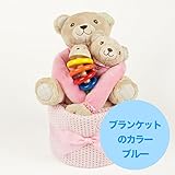 ギフトセット おもちゃケーキ 出産祝いに くまちゃん親子とさかなのファーストトイのケーキ (ブルー)