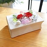 [florence du]プリザーブドフラワー BOOK型陶器 赤バラアレンジメント フラワーギフト プレゼント 花ギフト 誕生日祝い お祝い ブリザードフラワー