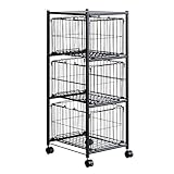 エア・リゾーム キッチンワゴン キャスター付き 3段 バスケットラック RECKS（レックス） ブラウン×ブラック