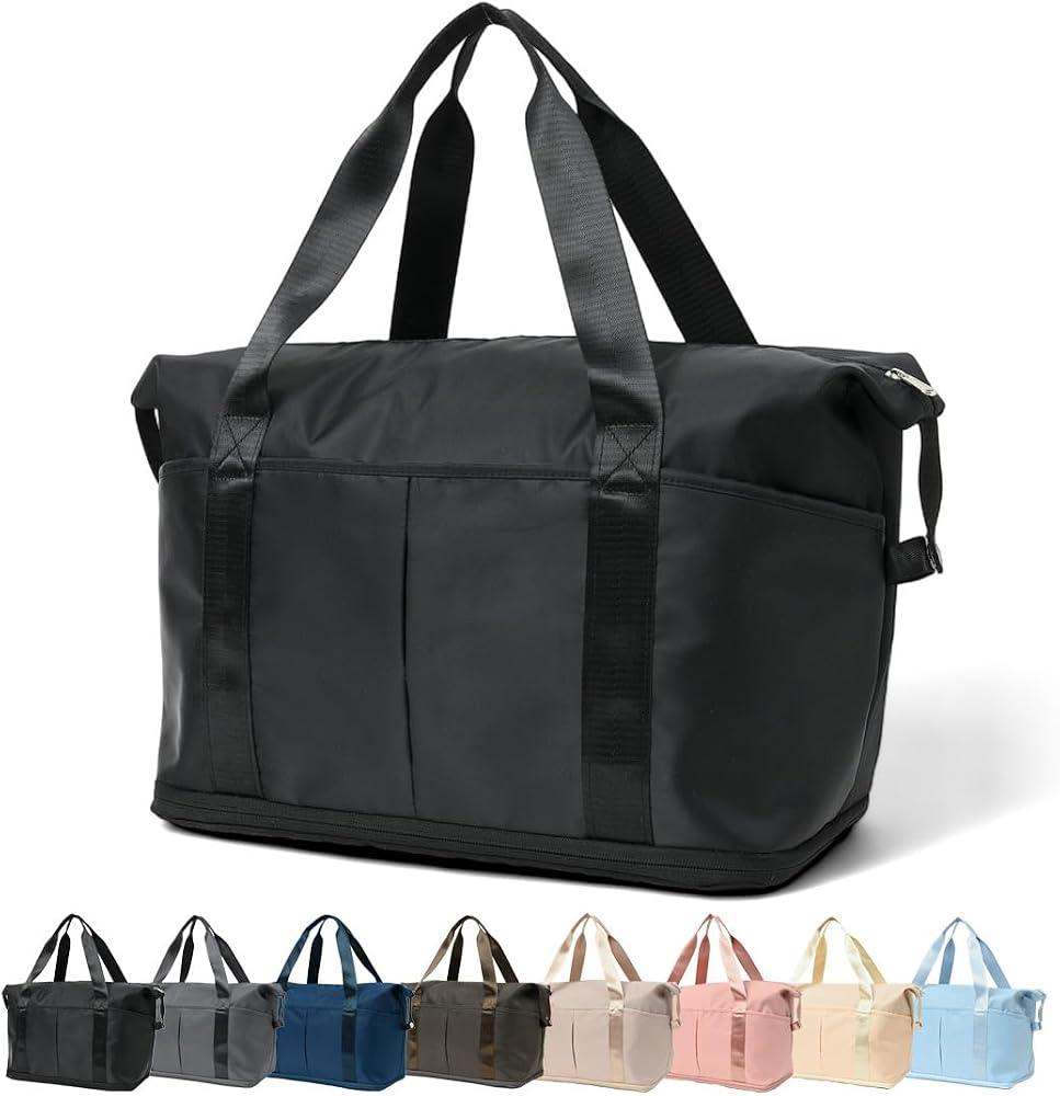 Taviigo ボストンバッグ キャリーオンバッグ 拡張 27L-39L 機内持ち込み 修学旅行 スポーツ 軽量 レディース メンズ ブラック