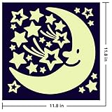 PERNY Luminous Stickers - Bedroom Glow in the Dark Full Moon Light Luminous Wall Art Stickers and St