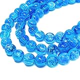 光る ミヤコマリン ホタルガラス 青芯 10mm 連売り 40粒 沖縄とんぼガラス とんぼ玉 蓄光