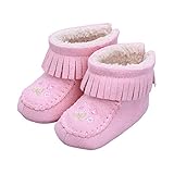 Itaar ベビーシューズ 美しい流苏 歩行練習用 滑り止め付 秋冬 防寒 かわいい キッズ 子供 新生児 女の子 3-18ヶ月に(13.5, ピンク)