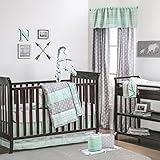 Mint and Grey Arrow Stripe 5 Piece Crib Bedding with Bumper by The Peanut Shell by The Peanut Shell
