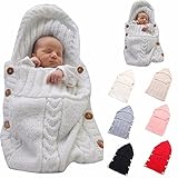 Kingsie ベビー用寝袋 ニット おくるみ 赤ちゃん かわいい 柔らかい ボタン付き ブランケット 秋冬 出産祝い 記念撮影 (ベージュ)