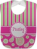 Pink & Green Paisley and Stripes Personalized Bib by Baby Milano