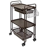 エステ3段ワゴン ブラウン[ エステワゴン ネイルワゴン キッチンワゴン マルチワゴン サイドワゴン キャスター付き 収納 業務用 サロン ワゴン ラック ]