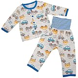 ボーイズ|ベビー|パジャマ[enfant pur]腹巻付長袖パジャマ|上下セット|くるま|車柄|寝間着|接結パジャマ|男の子|男児|ボーイズ 90cm ブルー