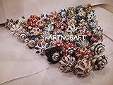 artncraftカラフルミックスAssorted 20ノブハンドペイントセラミックドアノブキャビネット引き出しプルドレッサーハンドル