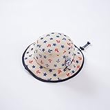 ツバメ--屋　ベビー用ハット つば広 赤ちゃんキャップ キッズ 帽子 子供サンバイザー フィッシャーマンハット アニマル図案 男の子 女の子 男女児 紫外線 UVカット (46, ブル-)