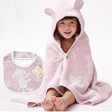 ギンガムマカロン ギフトセット1（ピンク） フード付きバスタオル+スタイ1枚 今治産 (0～3歳用) のし・包装・メッセージカード対応
