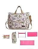 Larsuyar 100% 純綿 6点セット マザーズバッグ , 横40×高さ29×奥行14cm,持ち手部分15cm (グリーン)