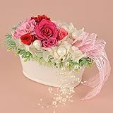プリザーブドフラワー 花花 マダムローズ ギフト （ バラ 5輪 ） パール リボン 枯れないお花 アレンジメント 贈り物 プレゼント 【 メッセージカード / ラッピング 無料対応 】 （ ローズ 