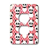 3drose LSP _ 26433 _ 6 Cute Panda Bear Withピンクandレッドドットライトスイッチカバー