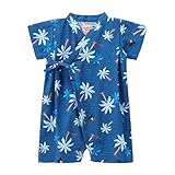 mikihouse Double_B(ミキハウスダブルB) ヤシの木柄甚平オール M(70-80cm),紺