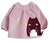 Alec&yule ベビー用スモック 食事エプロン 女の子 お砂場着 防水 長袖 絵画 幼稚園 保育園 秋冬 幼児 出産準備 新生児用品 ボタンタイプ パープル M
